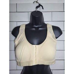 Sports Bra Women Large Tan Front Closure Removeable Pads Mesh Adjustable